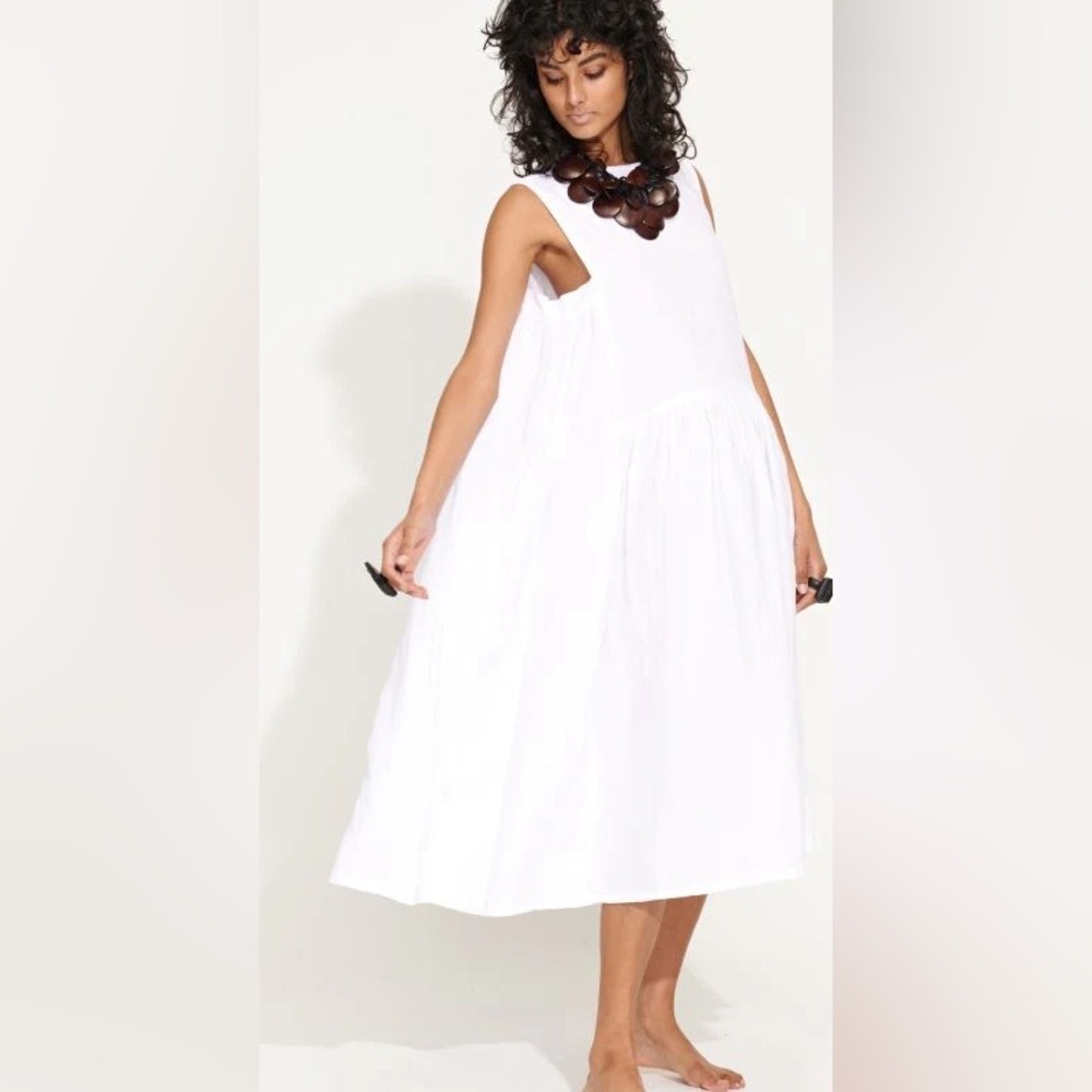 BANANA BLUE | linen midi dress | size medium